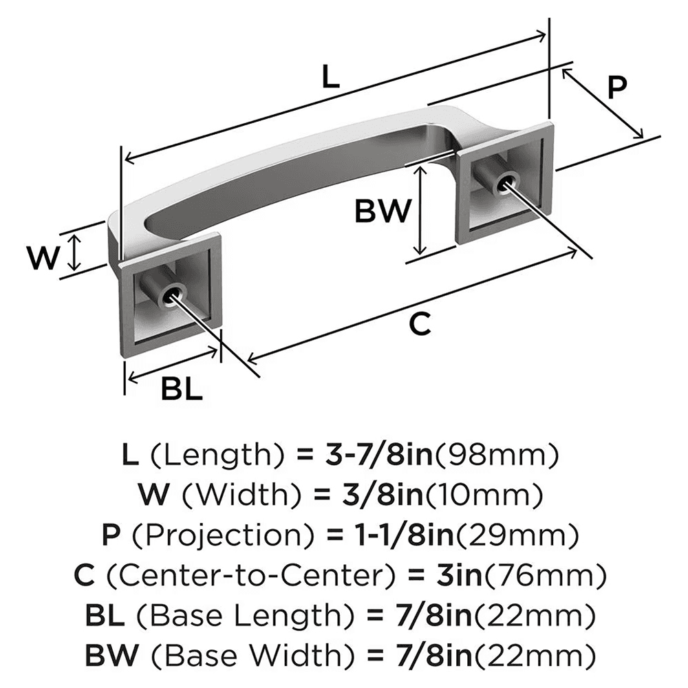 76mm Ville Cabinet Pull, Polished Chrome Alt 1 - Image