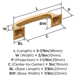 76mm Ville Cabinet Pull, Champagne Bronze Alt 1 - Image