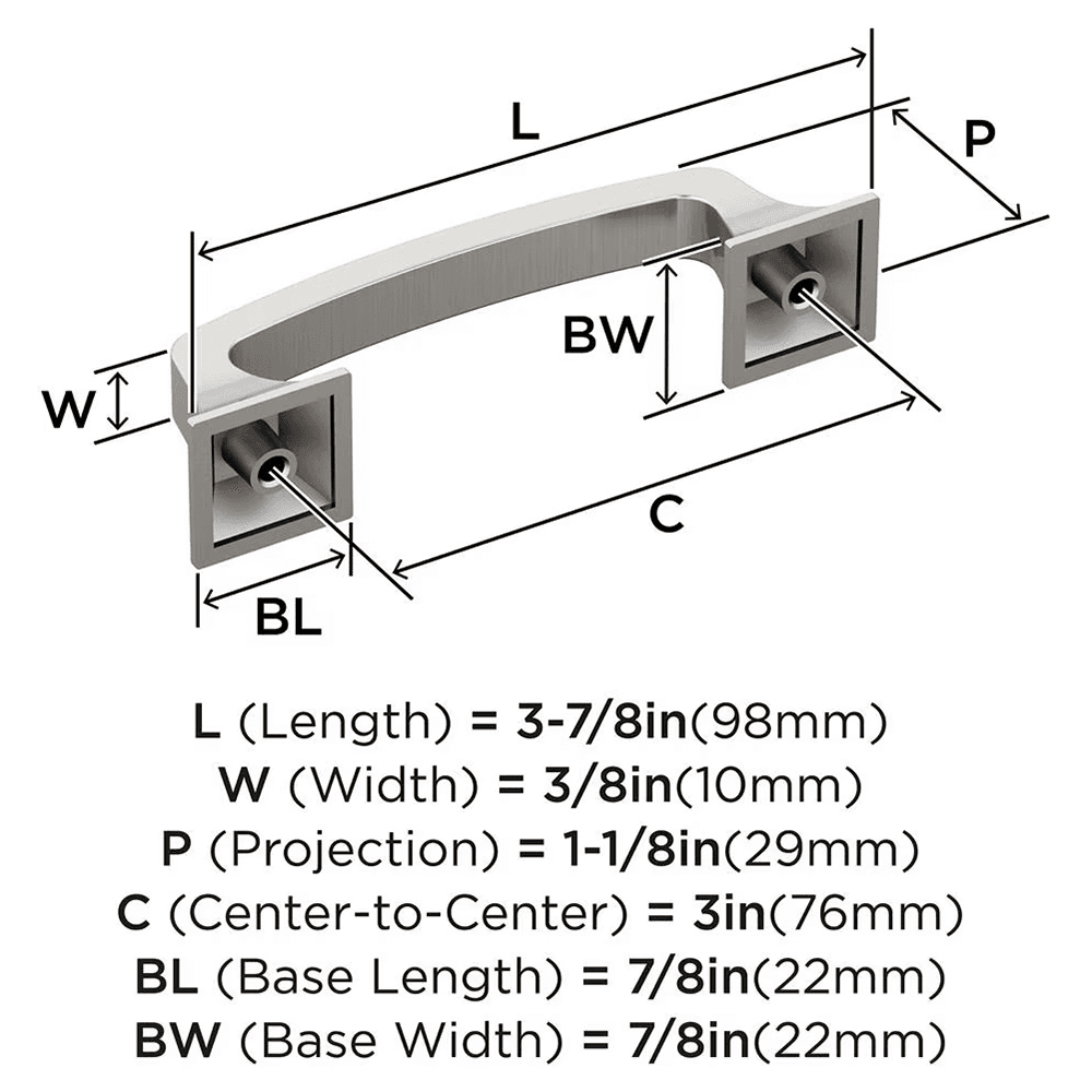 76mm Ville Cabinet Pull, Satin Nickel Alt 1 - Image