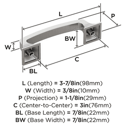 76mm Ville Cabinet Pull, Satin Nickel Alt 1 - Image