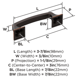 76mm Ville Cabinet Pull, Oil-Rubbed Bronze Alt 1 - Image