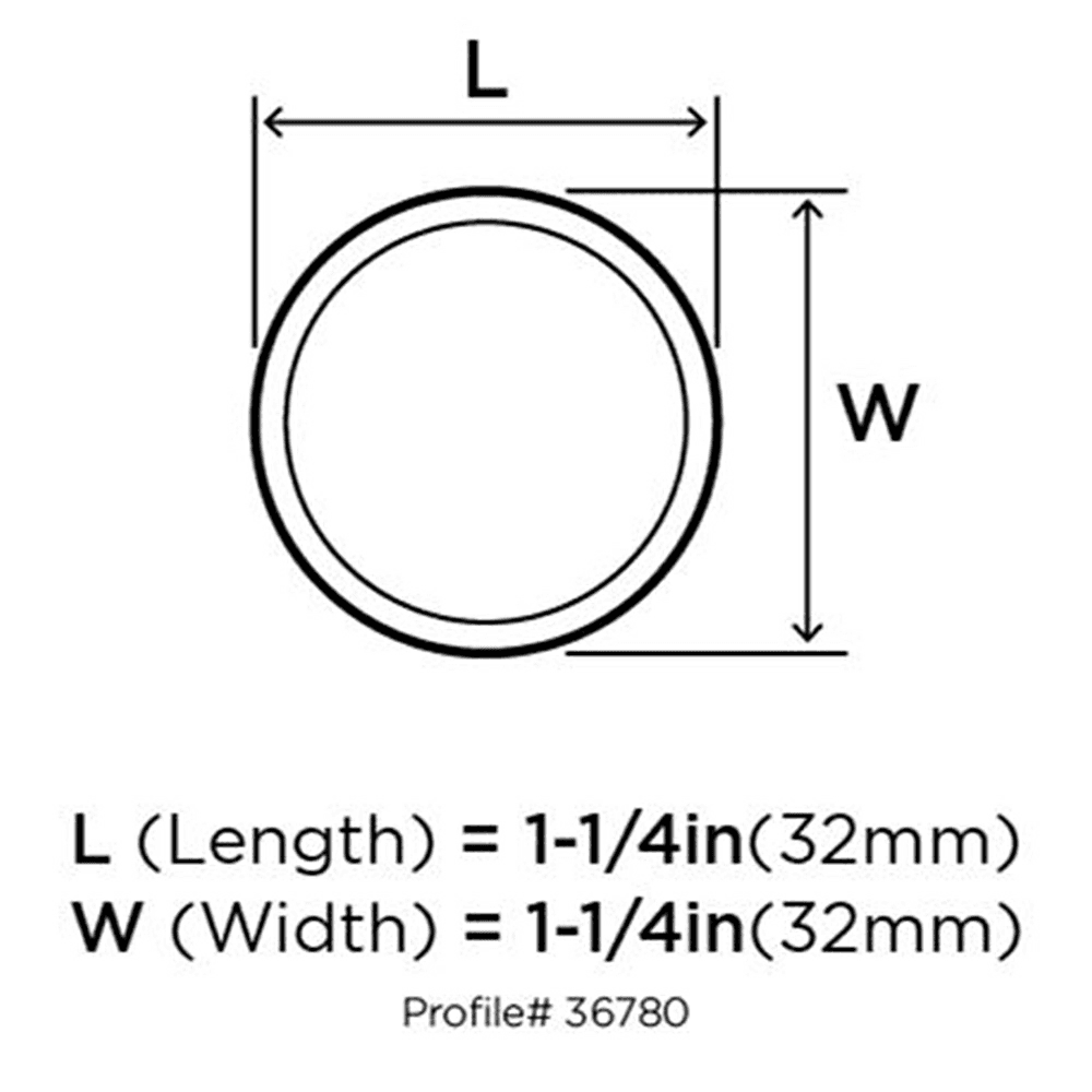 Amerock Factor 1-1/4" Round Knob in Satin Nickel Finish, side view