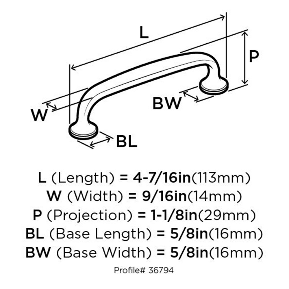 Timeless Style Renown Cabinet Pull, 96mm Center-to-Center