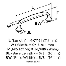 Timeless Style Renown Cabinet Pull, 96mm Center-to-Center