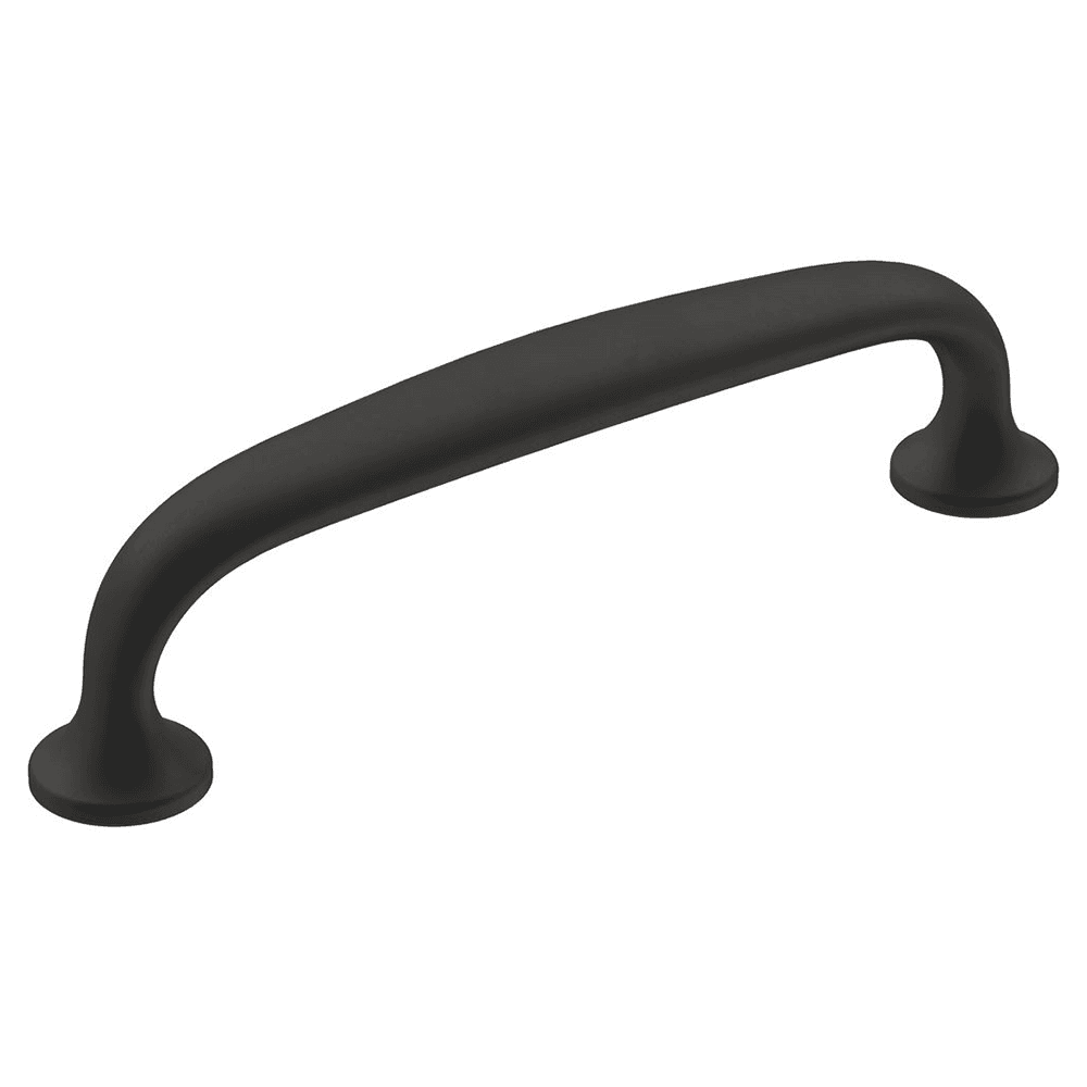 Amerock Renown 96mm Cabinet Pull in Matte Black on Cabinet Door