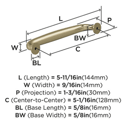 5-1/16" Renown Cabinet Pull, Golden Champagne Alt 3 - Image