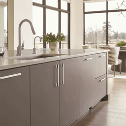 Amerock's Status Collection 224mm Satin Nickel Cabinet Pull with Clean Lines and Subtle Beauty