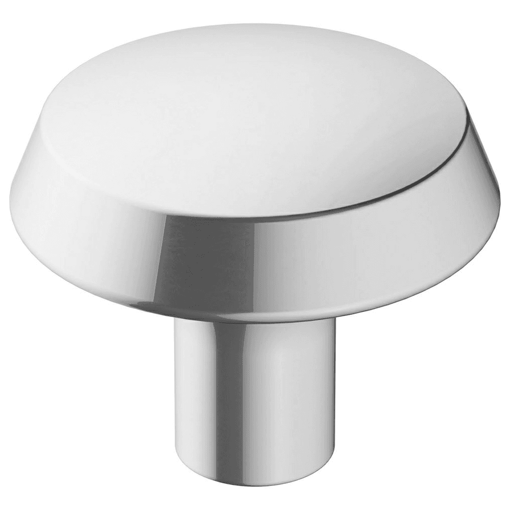 Amerock Premise Mushroom Knob in Polished Chrome finish on black cabinet door
