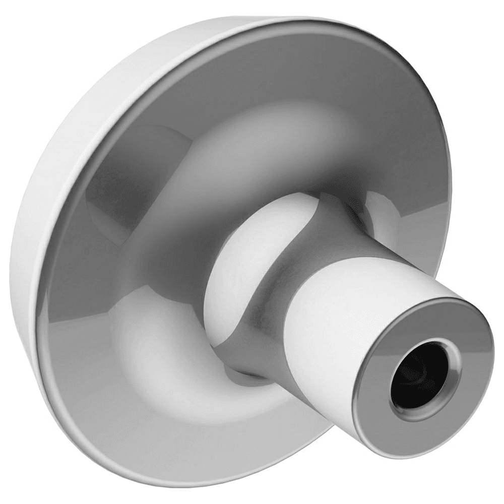 Amerock Premise Mushroom Knob in Polished Chrome finish on dark wood cabinet door