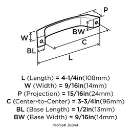 Amerock Premise Pull, 96mm - Bottom View