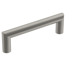 Amerock Revolve Handle Pull in Satin Nickel on Black Background
