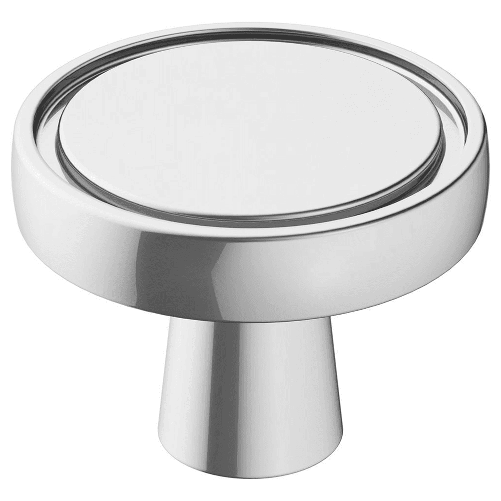 Amerock Destine Mushroom Knob in Polished Chrome Finish on Black Background