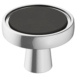 Amerock Destine Mushroom Knob in Polished Chrome/Matte Black Finish on Black Background