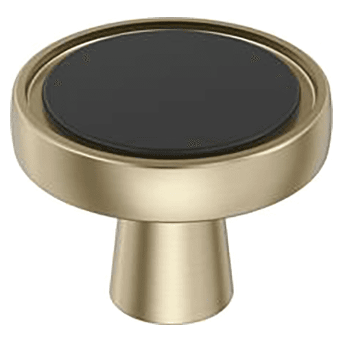 1-3/8" Mergence Cabinet Knob, Matte Black/Golden Champagne Main - Image