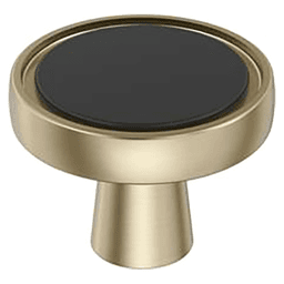 1-3/8" Mergence Cabinet Knob, Matte Black/Golden Champagne Main - Image