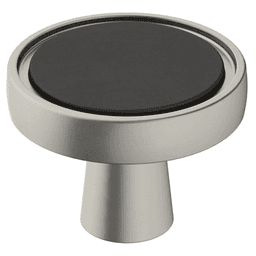 Amerock Destine Mushroom Knob in Satin Nickel/Matte Black Finish on Black Background