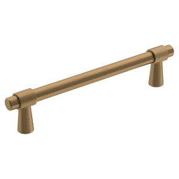 128mm center-to-center champagne bronze bar pull from Amerock's Destine collection - angled view