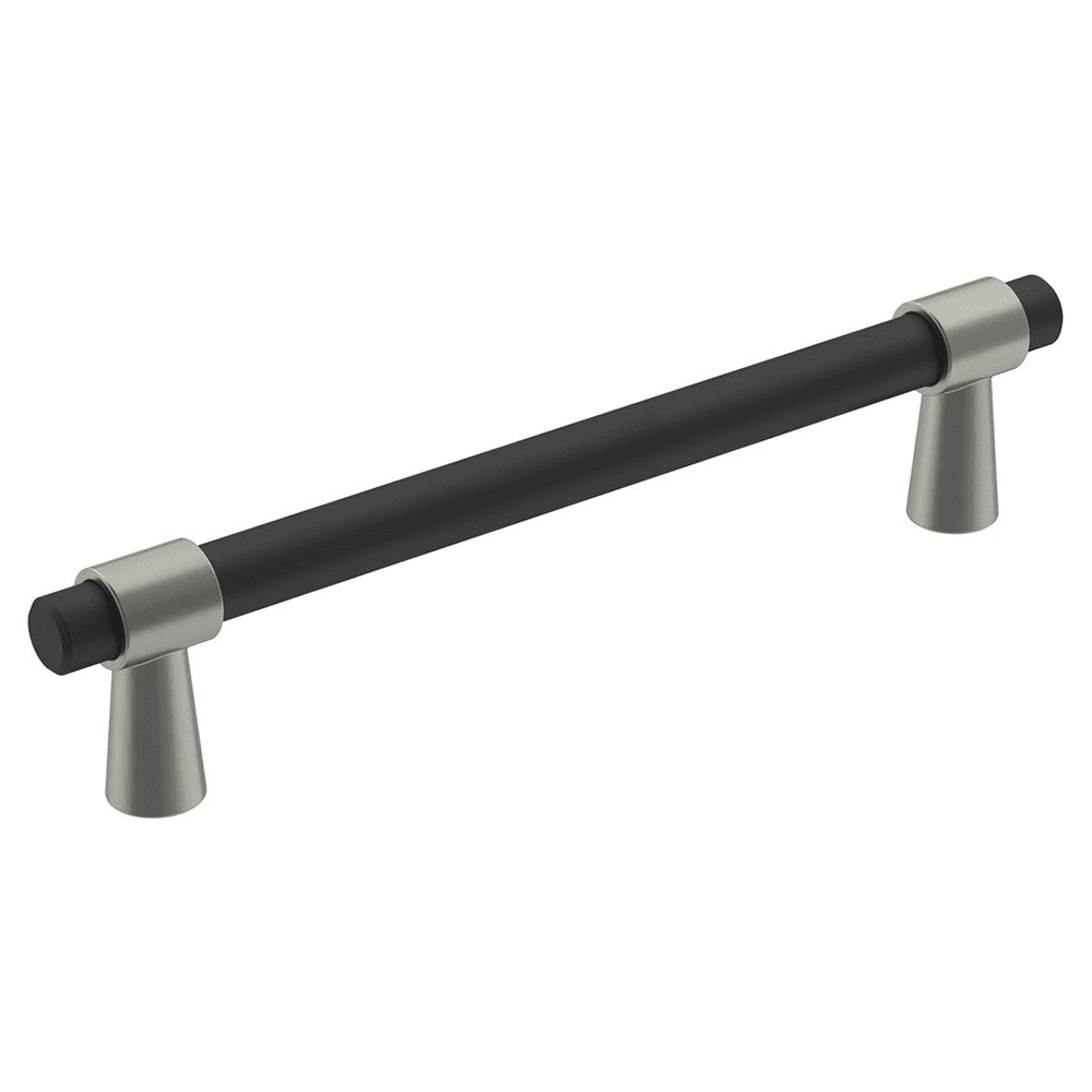 128mm Mergence Bar Pull in Matte Black/Satin Nickel finish for modern flare