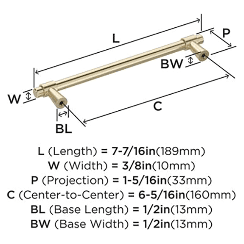 6-5/16" Destin Cabinet Pull, Golden Champagne Alt 1 - Image