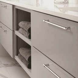 Contemporary Amerock Destine Bar Pull, Matte Black on Cream Background