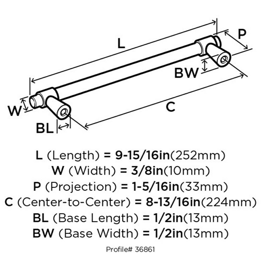 Satin Nickel bar pull from Amerock's Destine collection
