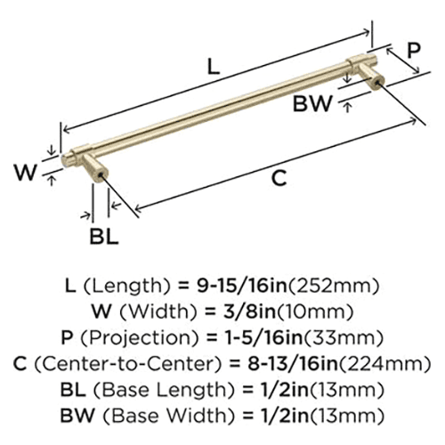 8-13/16" Destin Cabinet Pull, Golden Champagne Alt 1 - Image