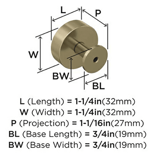 1-1/4" Radius Round Cabinet Knob, Golden Champagne Alt 3 - Image