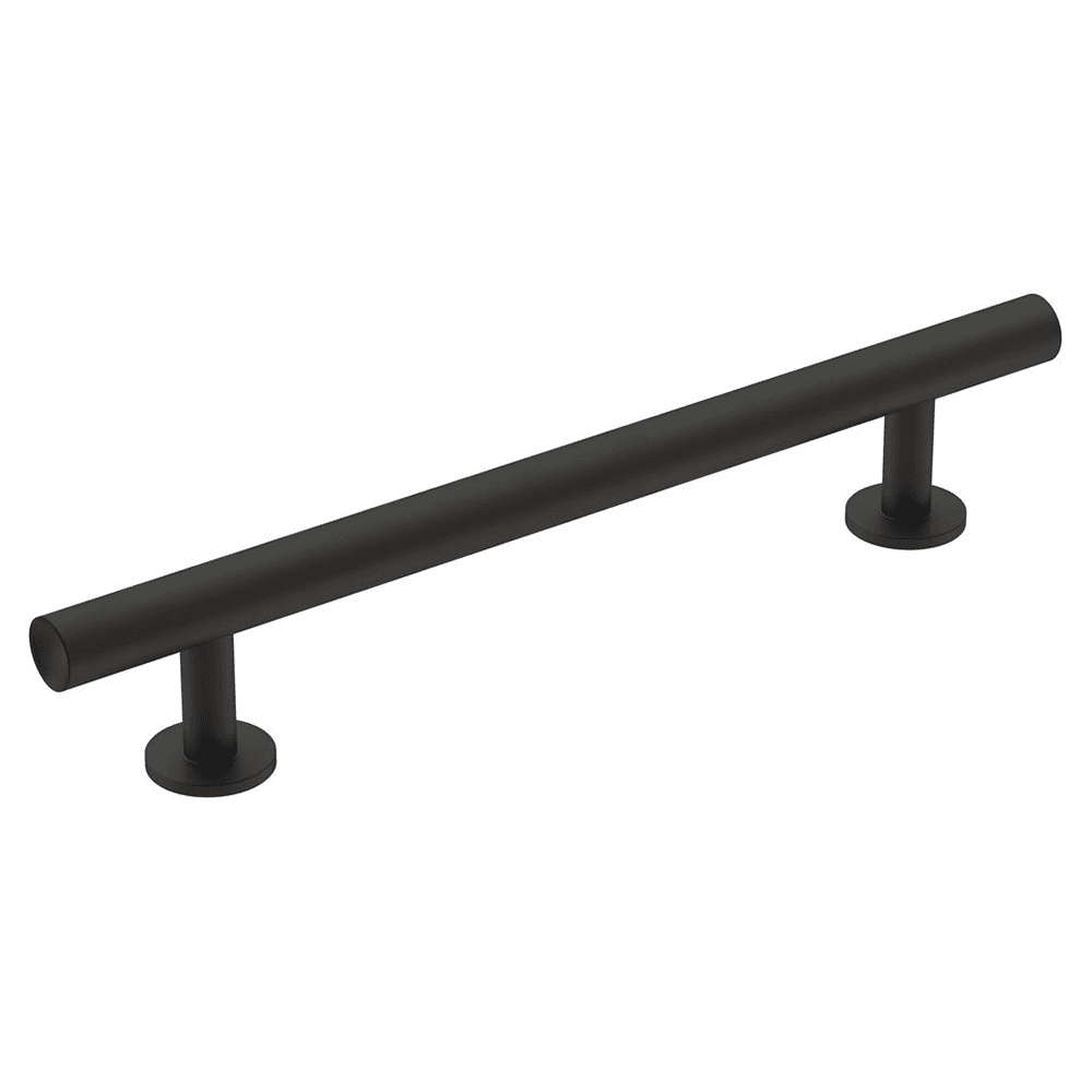 Amerock 128mm Radius Bar Pull in Matte Black on White Cabinet