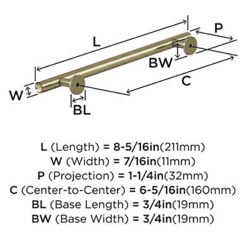 6-5/16" Radius Cabinet Pull, Golden Champagne Alt 2 - Image