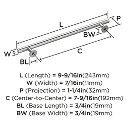 7-9/16" Radius Cabinet Pull, Polished Nickel Alt 1 - Image