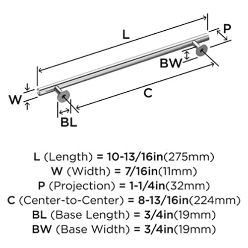 8-13/16" Radius Cabinet Pull, Satin Nickel Alt 1 - Image