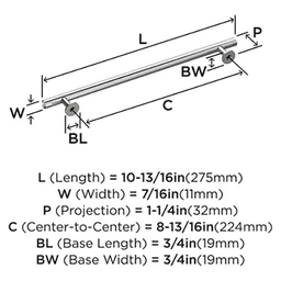 8-13/16" Radius Cabinet Pull, Satin Nickel Alt 1 - Image