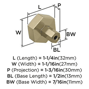 1-1/4" Caliber Hexagonal Knob, Golden Champagne Alt 3 - Image