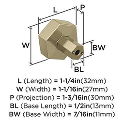 1-1/4" Caliber Hexagonal Knob, Golden Champagne Alt 3 - Image