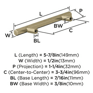 96mm Caliber Bar Pull, Golden Champagne Alt 3 - Image
