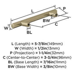 96mm Caliber Bar Pull, Golden Champagne Alt 3 - Image
