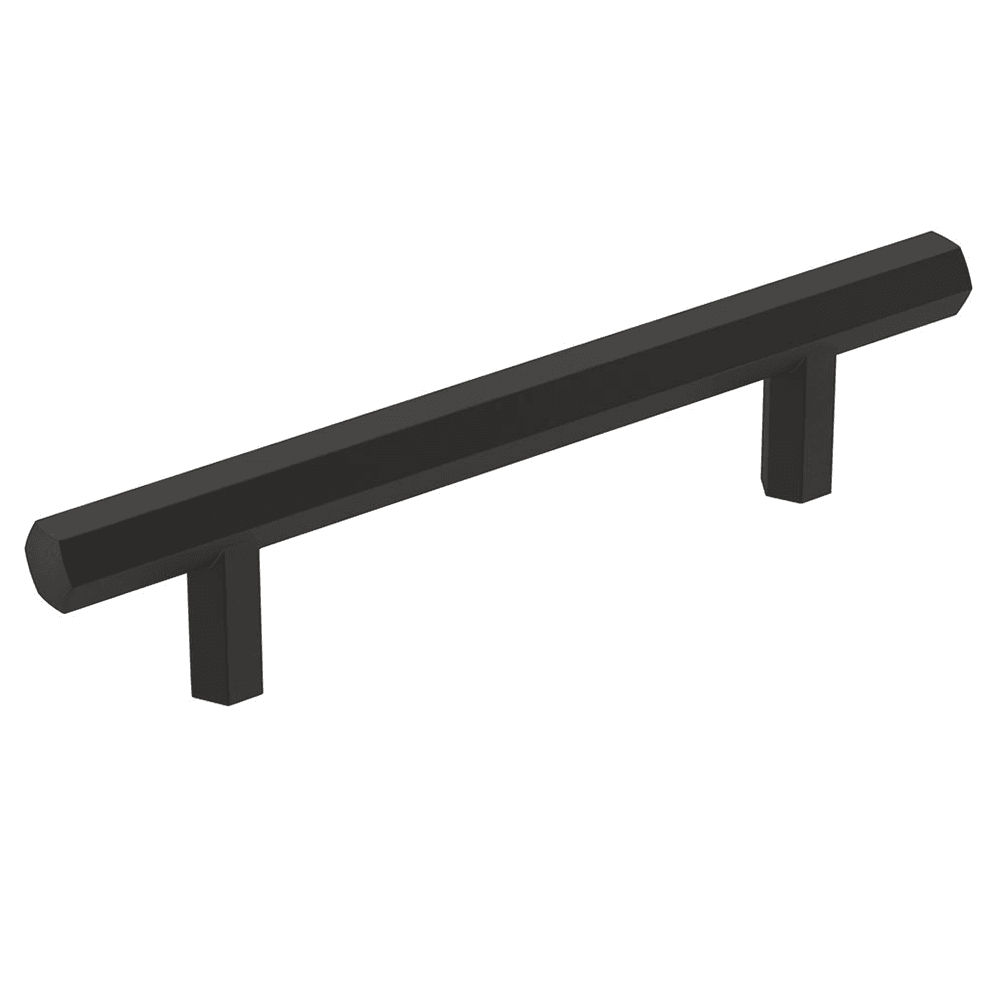 Amerock 96mm Caliber Bar Pull in Matte Black on white background