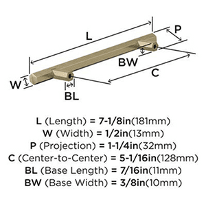 128mm Caliber Bar Pull, Golden Champagne Alt 3 - Image