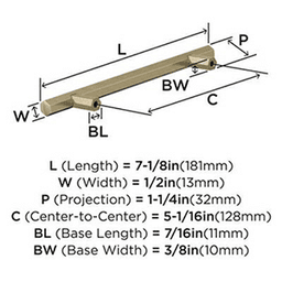 128mm Caliber Bar Pull, Golden Champagne Alt 3 - Image