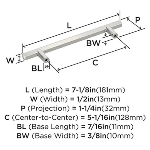 5-1/16" Caliber Cabinet Pull, Polished Nickel Alt 2 - Image