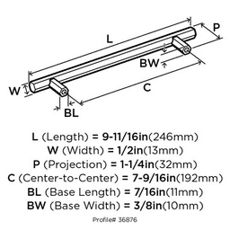 High Quality Amerock 160mm Caliber Bar Pull - Polished Chrome