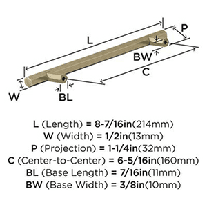 160mm Caliber Bar Pull, Golden Champagne Alt 3 - Image