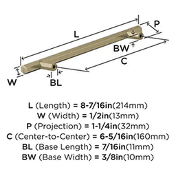 160mm Caliber Bar Pull, Golden Champagne Alt 3 - Image