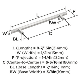 6-5/16" Caliber Cabinet Pull, Polished Nickel Alt 2 - Image