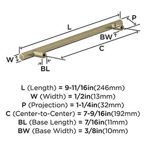 192mm Caliber Bar Pull, Golden Champagne Alt 3 - Image