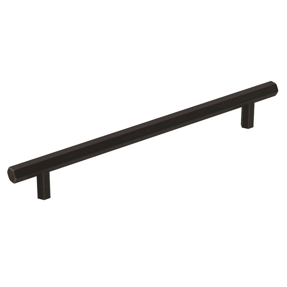 Amerock Caliber Bar Pull in Oil-Rubbed Bronze finish on a cabinet door