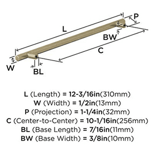 256mm Caliber Bar Pull, Golden Champagne Alt 3 - Image