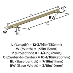 256mm Caliber Bar Pull, Golden Champagne Alt 3 - Image