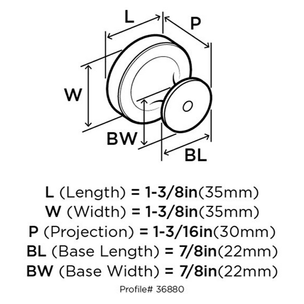 High Quality Exceed Knob in Champagne Bronze Finish, 1-3/8" diameter
