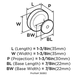 High Quality Exceed Knob in Champagne Bronze Finish, 1-3/8" diameter